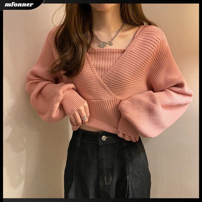 Áo Sweater Dệt Kim Tay Dài Cổ Vuông Chất Liệu Dày Dặn Màu Sắc Đơn Giản Thời Trang Cho Nữ