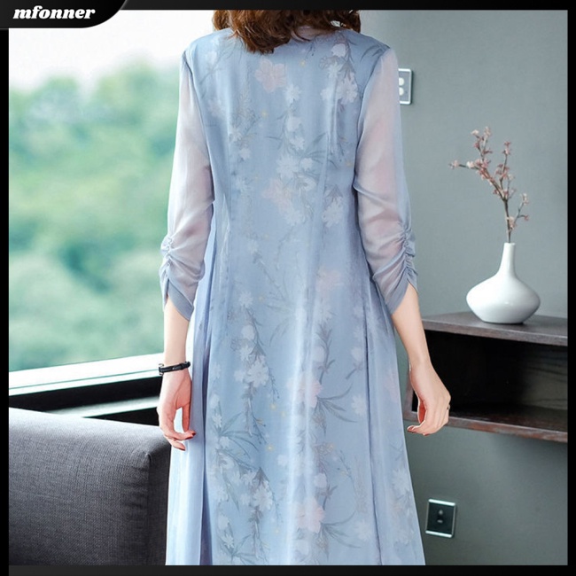 Bộ Đầm Voan 2 Mảnh Không Tay In Họa Tiết Xinh Xắn Dành Cho Nữ