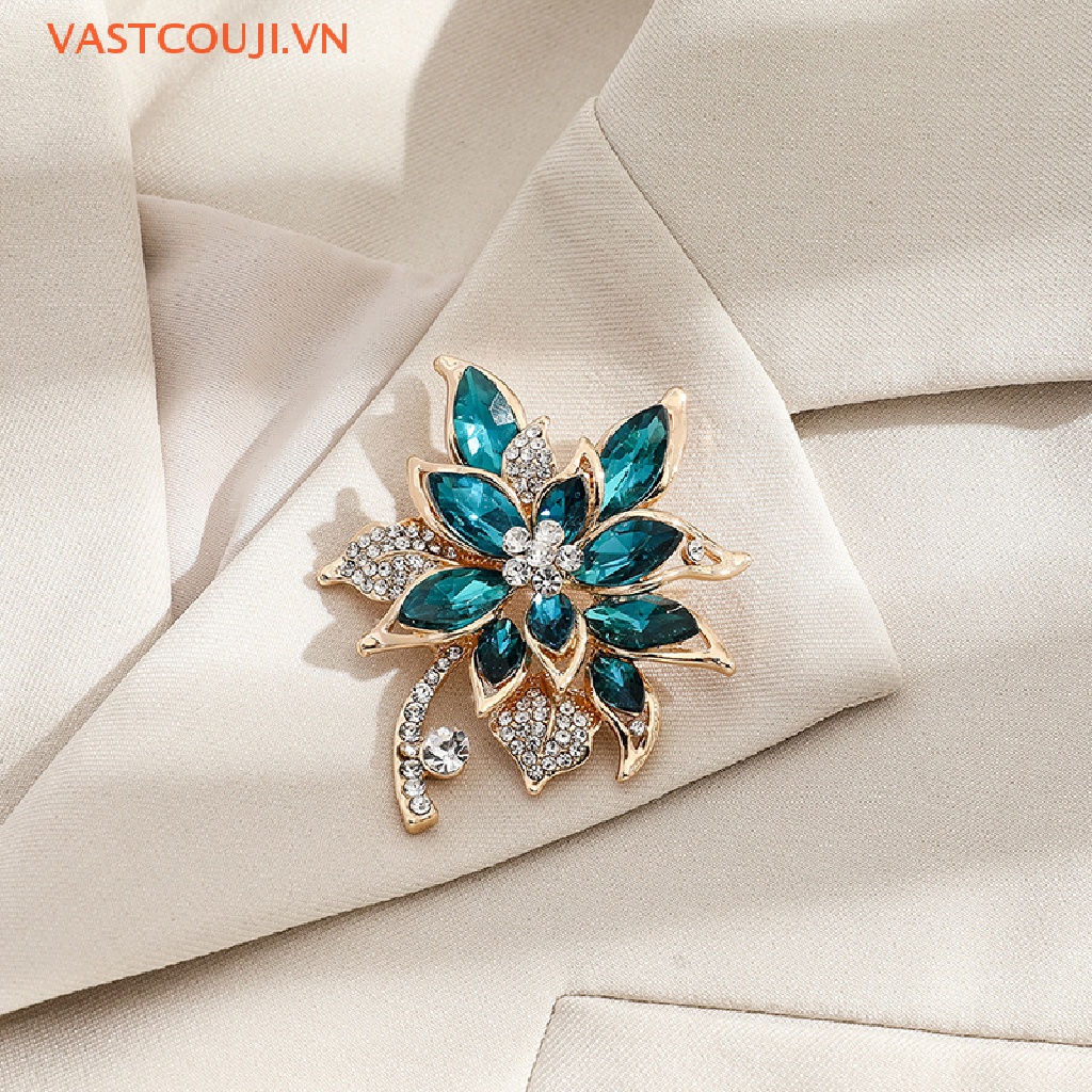 Ghim Cài Áo Hình Hoa Đính Đá Zircon Thanh Lịch Cho Nữ