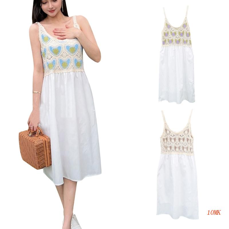 Xiangbao Đầm Dệt Kim Dáng Chữ A Sát Nách Phong Cách Boho Dễ Thương Thời Trang Mùa Hè Cho Nữ