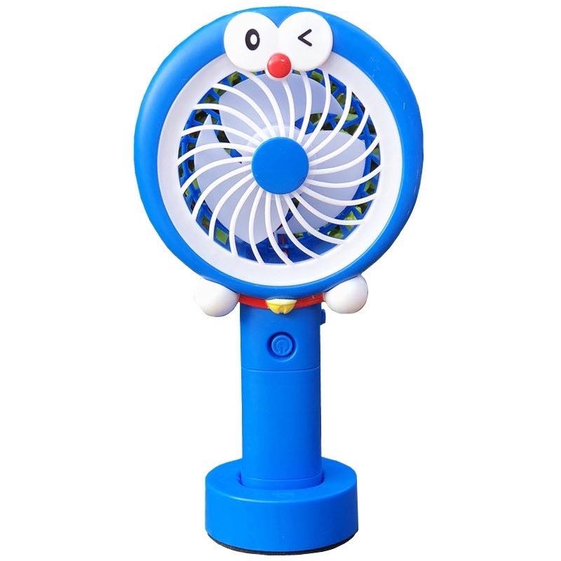 Quạt tích điện mini cầm tay Doraemon có đèn led phát sáng