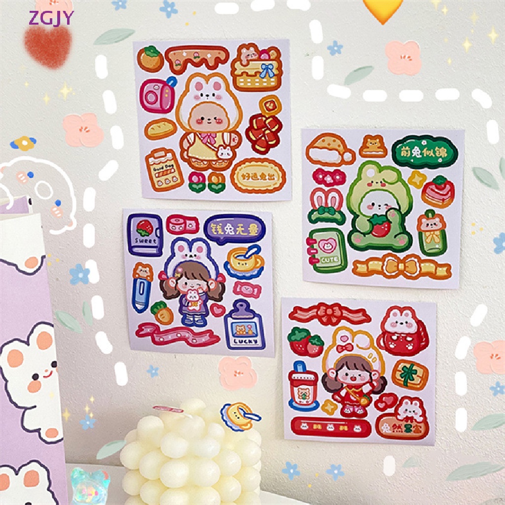 Set 10 Sticker Thỏ ZGJY Dễ Thương Dùng Để Trang Trí Sổ Tay Mới