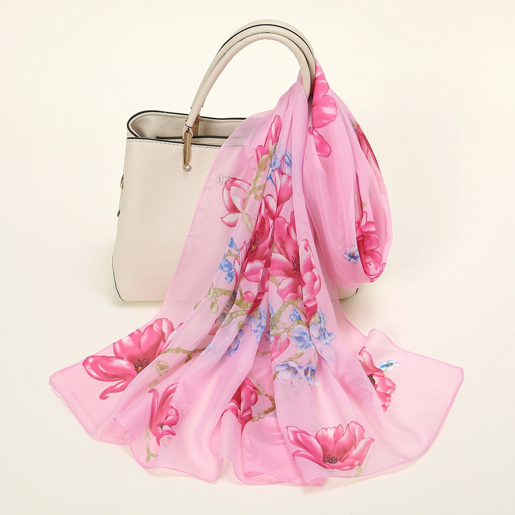 Khăn Choàng Nhỏ Dài 150-50cm Chất Liệu Chiffon Chống Nắng In Họa Tiết Thời Trang Mùa Hè Cho Nữ