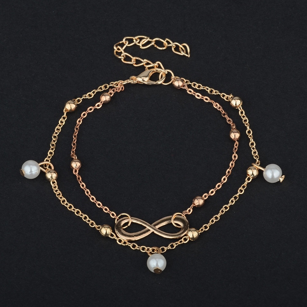 Lk--boho LK--Boho Lắc chân Trần Đi Biển Chuỗi Hạt 2 Lớp Quyến Rũ Infiniti-y