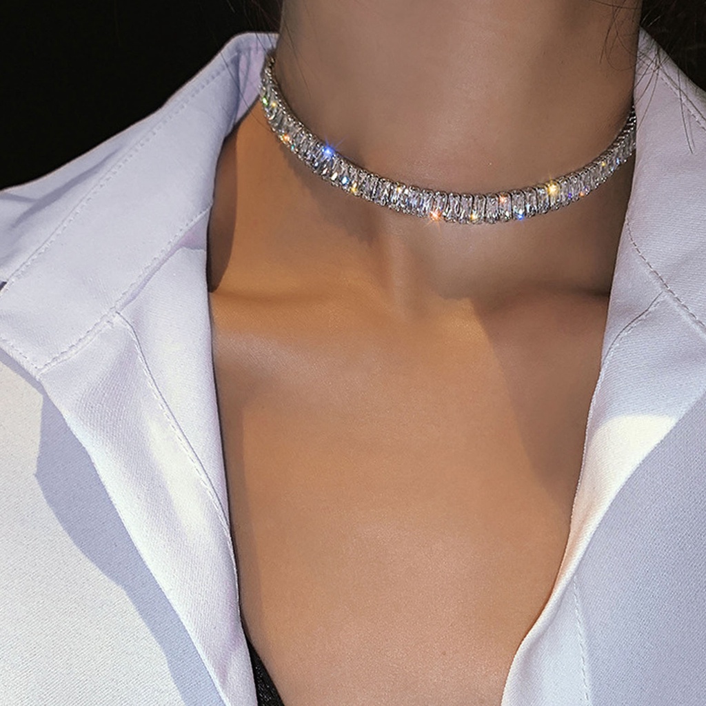 Vòng Cổ Choker LK-Ad Điều Chỉnh Được Dát Đá Zirconia Đơn Giản Trọng Lượng Nhẹ Trang Sức Đám Cưới