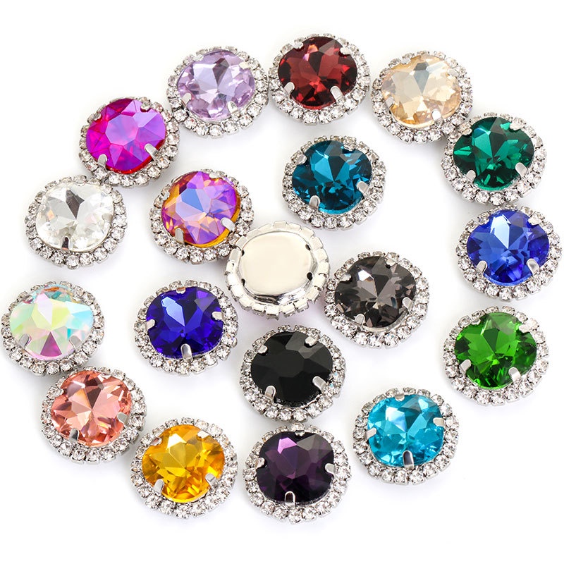 Hạt Đá Pha Lê Hình Vuông 12mm Tự Làm Phụ Kiện Quần Áo Có Đá Thạch Anh Vàng / Bạc