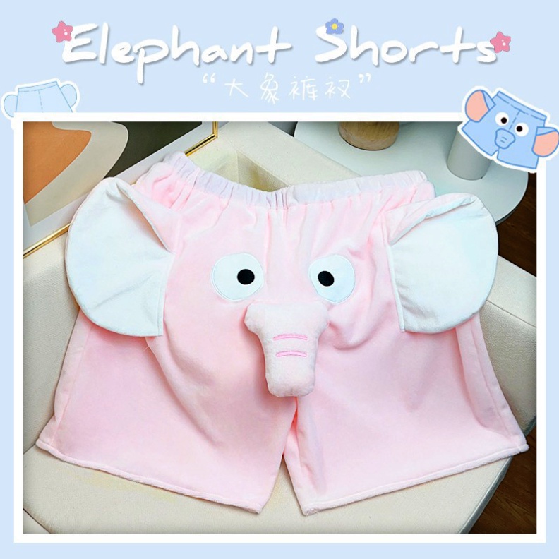 Quần Short Pijama Ba Chiều Hình Chú Voi Đỏ Phong Cách Bạn Trai Dễ Thương
