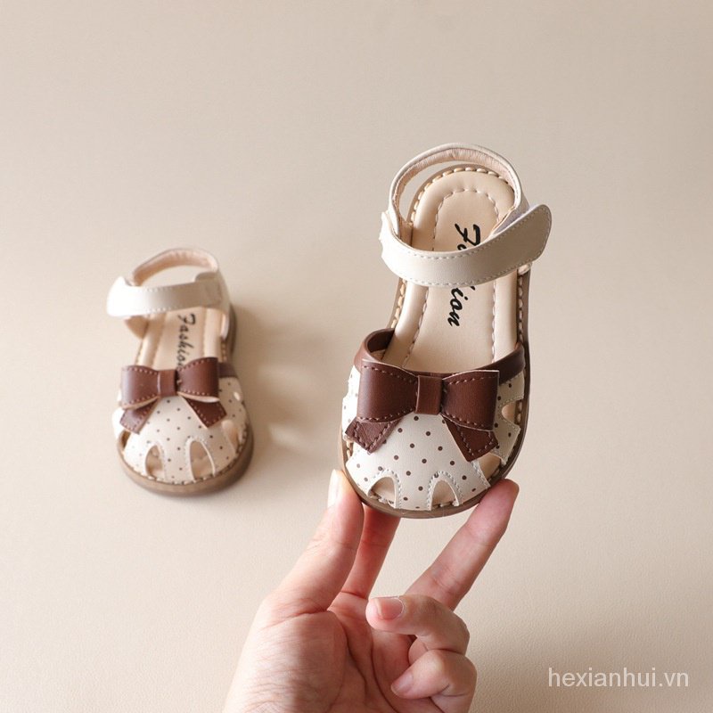 Giày Sandal Xỏ Ngón Quai Trong Suốt Đính Nơ Phong Cách Hàn Quốc Cho Bé Gái 1-2 - 3 Tuổi