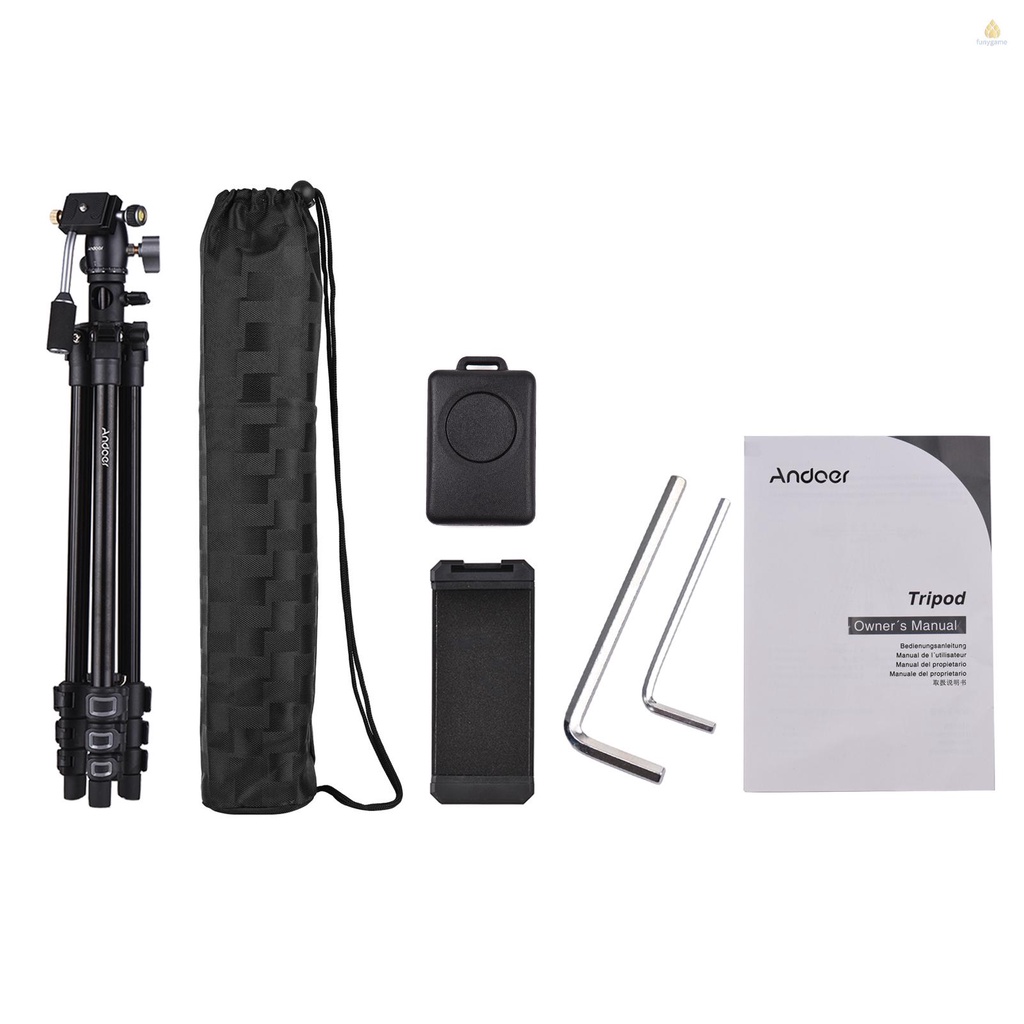 Giá Đỡ Máy Ảnh Andoer Bằng Hợp Kim Nhôm Kích Thước 154cm / 60.6in Max Dụng Cụ Đo Chiều Cao 360 Độ Xoay 360 Độ° Phụ Kiện Kẹp Điện Thoại Chịu Tải 5kg / 11lbs 5kg Có Thể Xoay Tiện Dụng