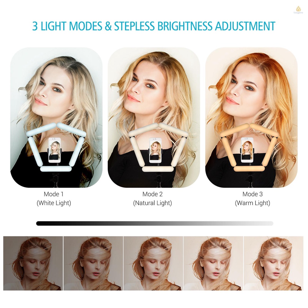 Đèn LED Gập 5-Planel 5 Chế Độ Sáng Với Kẹp Gắn Điện Thoại Có Thể Điều Chỉnh