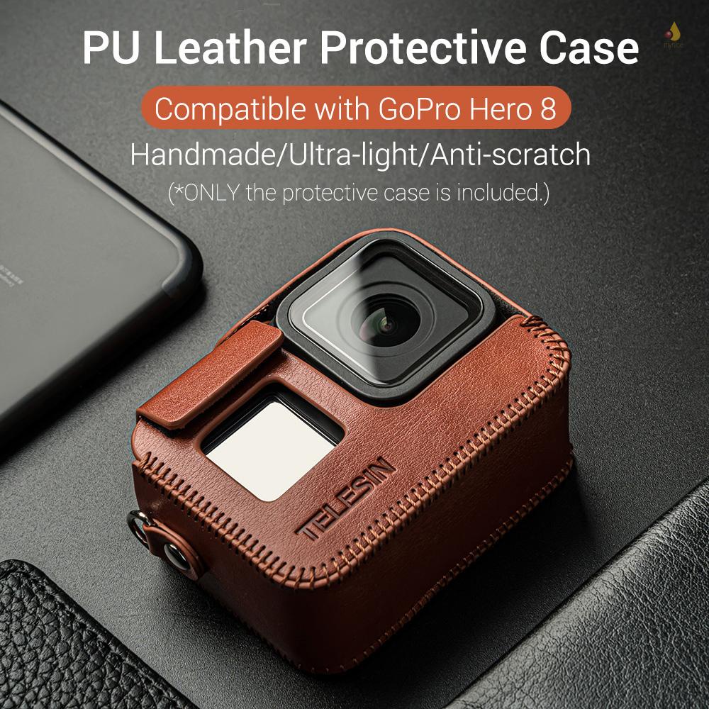 TELESIN Ốp Bảo Vệ Máy Ảnh Bằng Da PU Phối Nhựa Resin Cho 8 Hành Động