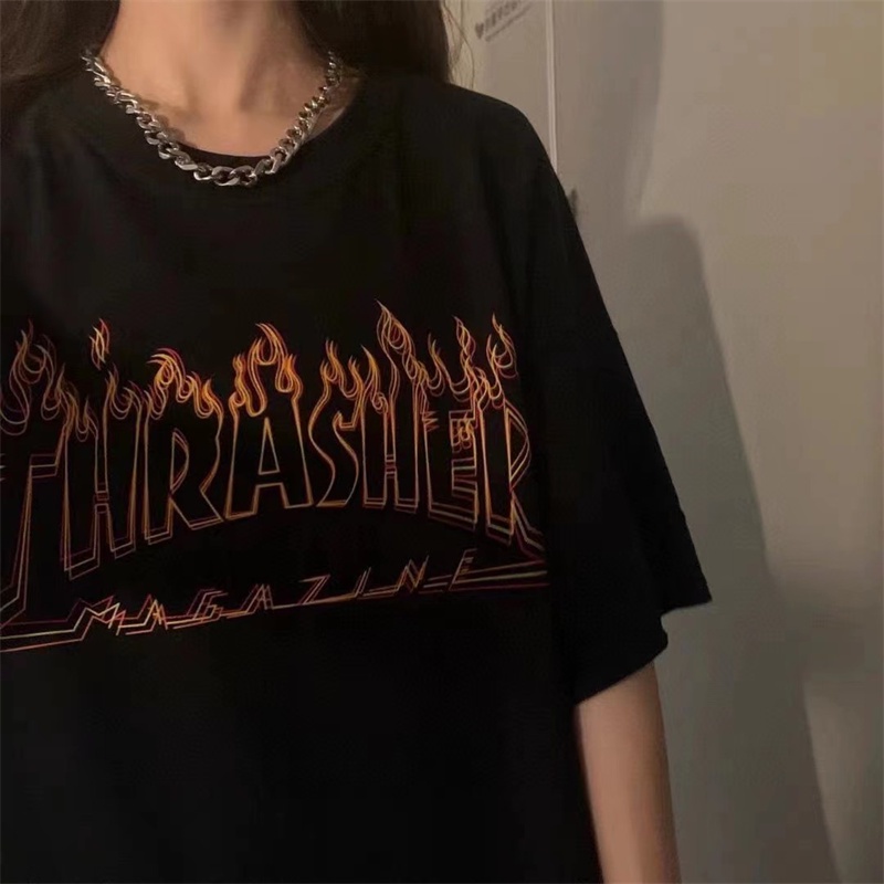 Áo Thun Cotton Tay Ngắn Dáng Rộng In Chữ Đục Lỗ Plus Size Unisex