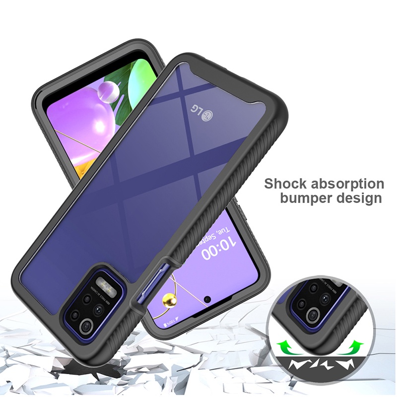 2 In 1 // Tow In One Transparent Clear Thickened Shockproof Case LG Velvet G8X V50s ThinQ K52 K51 Q51 V60 G8 ThinQ Stylo6 K71 Fall Prevention Case Back Cover
