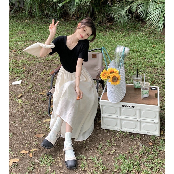 COZOK Đầm Ngắn Tay Ôm Eo Thời Trang Dành Cho Nữ