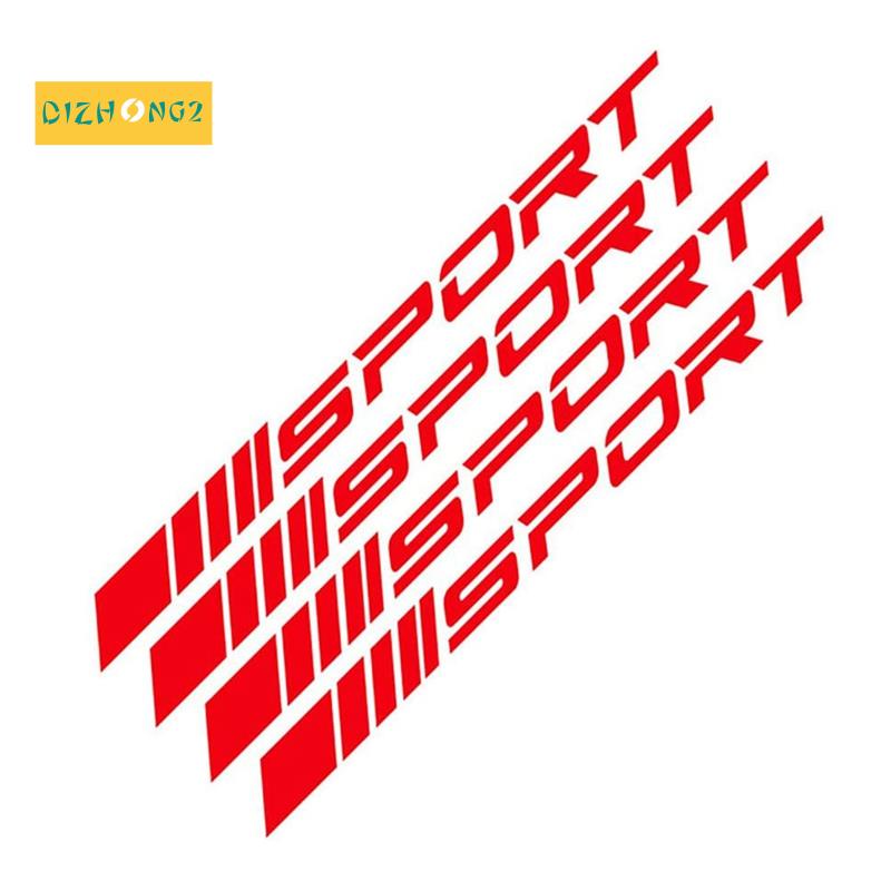 Set 4 Miếng Đề Can Màu Đỏ Dán Vành Bánh Xe Hơi Thể Thao