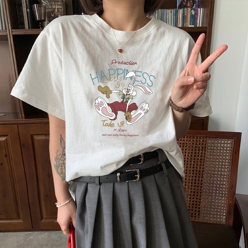 Áo thun XINLANYASHE ngắn tay in họa tiết phong cách Hàn Quốc thời trang mùa hè