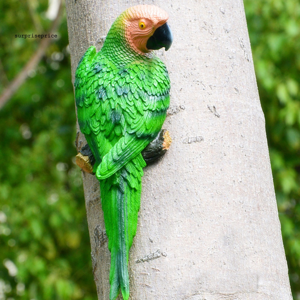 Mô Hình Chim Vẹt Bằng Nhựa Resin Treo Tường Trang Trí Sân Vườn
