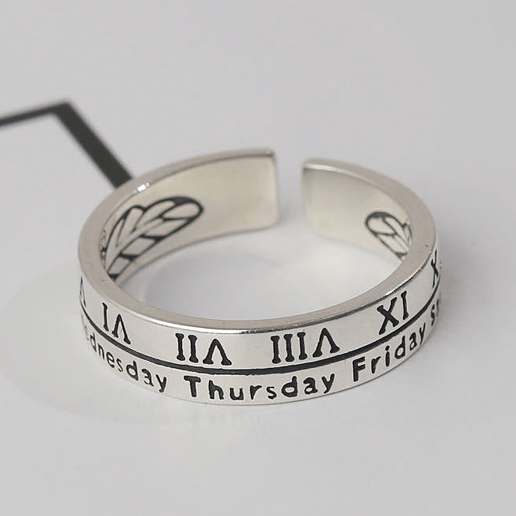 Nhẫn Hợp Kim Khắc Chữ Số La Mã Thời Trang Cho Nữ