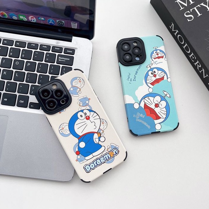 Ốp Điện Thoại Da Mềm Bảo Vệ Camera In Hình Doraemon Cho iPhone 7 8 Plus SE 2020 X XR XS Max 11 12 13 14 Pro Max 14 Plus Shin Case
