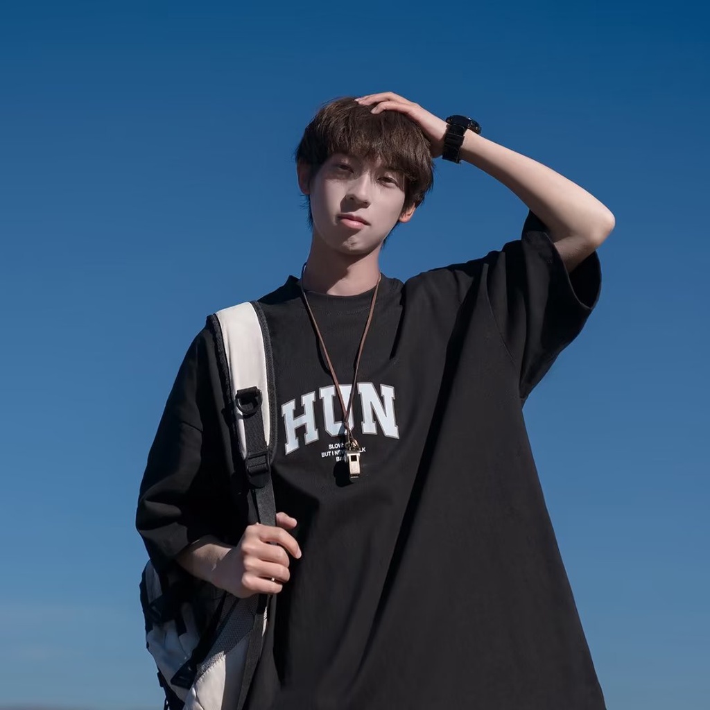 Áo Thun Tay Ngắn Cổ Tròn In Chữ Phong Cách hip hop Nhật Bản Cho Nam size M-5XL