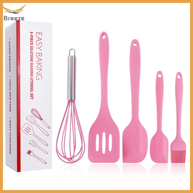 Bộ 5 Dụng Cụ Nấu Ăn Bằng Silicone Chống Dính Chịu Nhiệt Kèm Dụng Cụ Đánh Trứng Tiện Lợi