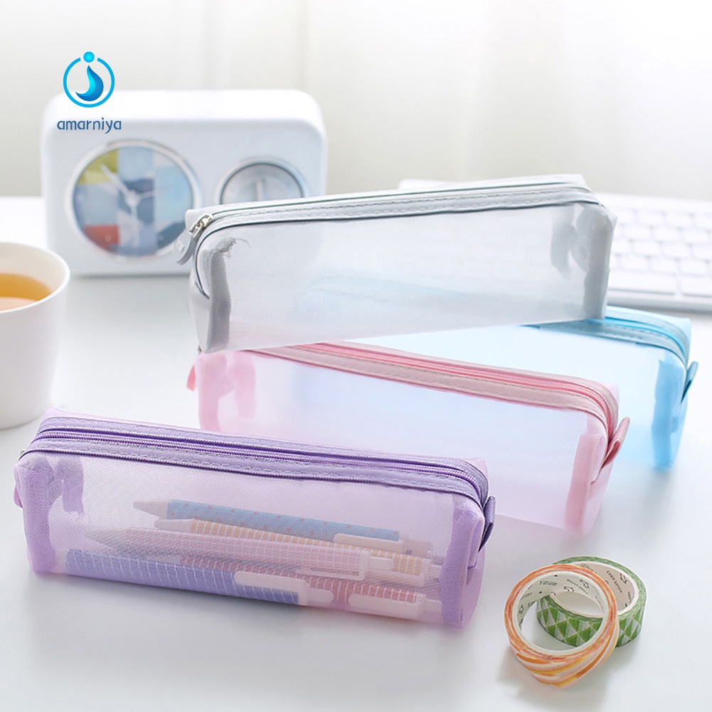 (Shop Amart) Túi Lưới Trong Suốt Đựng Bút Cho Học Sinh