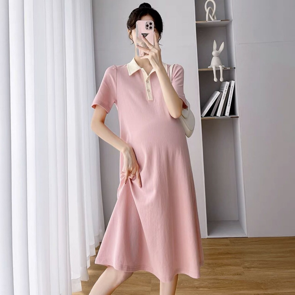 YHTN chân váy bầu bigsize dễ thương đầm bầu công sở xinh Thời trang váy yếm bầu