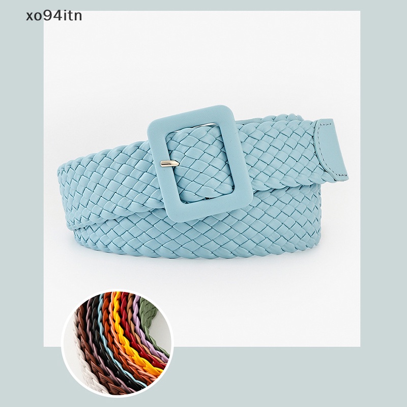 Thắt Lưng Bện Khóa Vuông Màu Kẹo Đơn Giản Thời Trang Hàn Quốc Cho Nữ