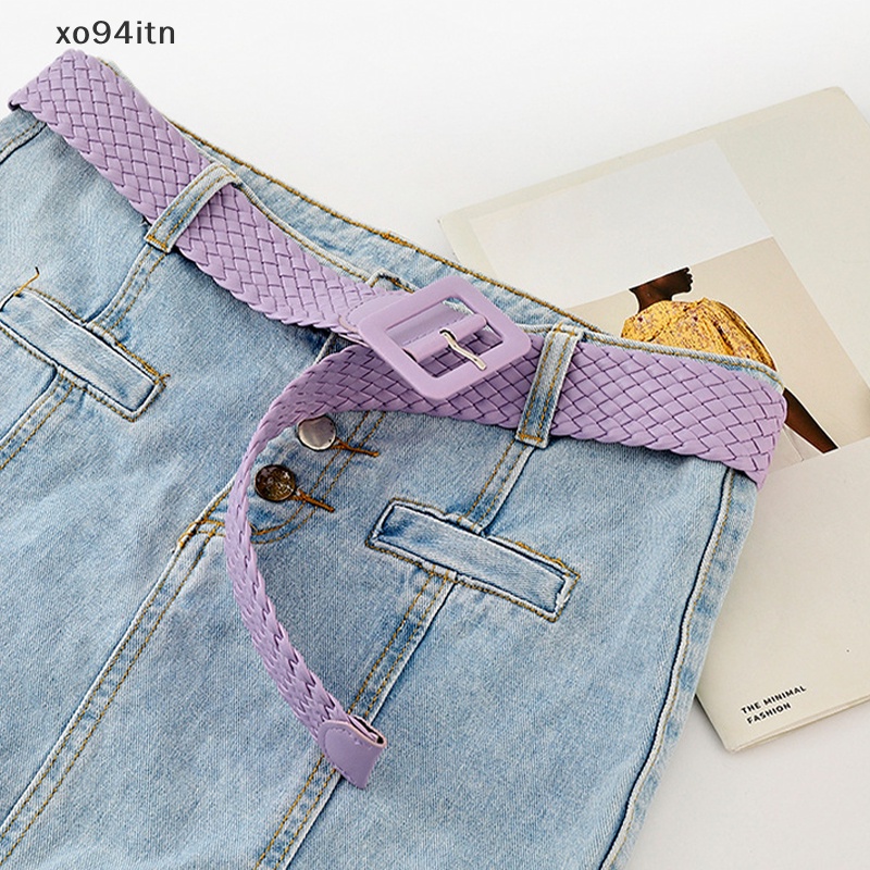 Thắt Lưng Bện Khóa Vuông Màu Kẹo Đơn Giản Thời Trang Hàn Quốc Cho Nữ