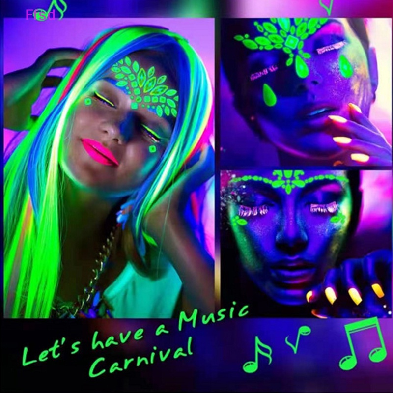 {Ffsd} Nhãn Dán Mặt Đá Pha Lê Dạ Quang Trang Sức Mặt Và Cơ Thể Phát Sáng Trong Bóng Tối * Bán Chạy