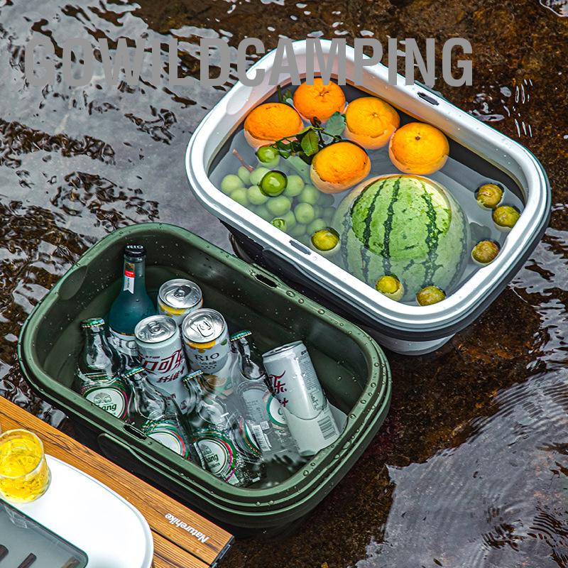 GoWildCamping Giỏ dã ngoại 18L Hộp đựng đồ cắm trại có thể gập lại với Bàn khay rượu Thực phẩm Đồ uống