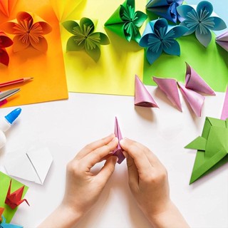  Set 100 Tờ Giấy Xếp Origami Hai Mặt 10 Màu Dành Cho Người Mới Bắt Đầu 