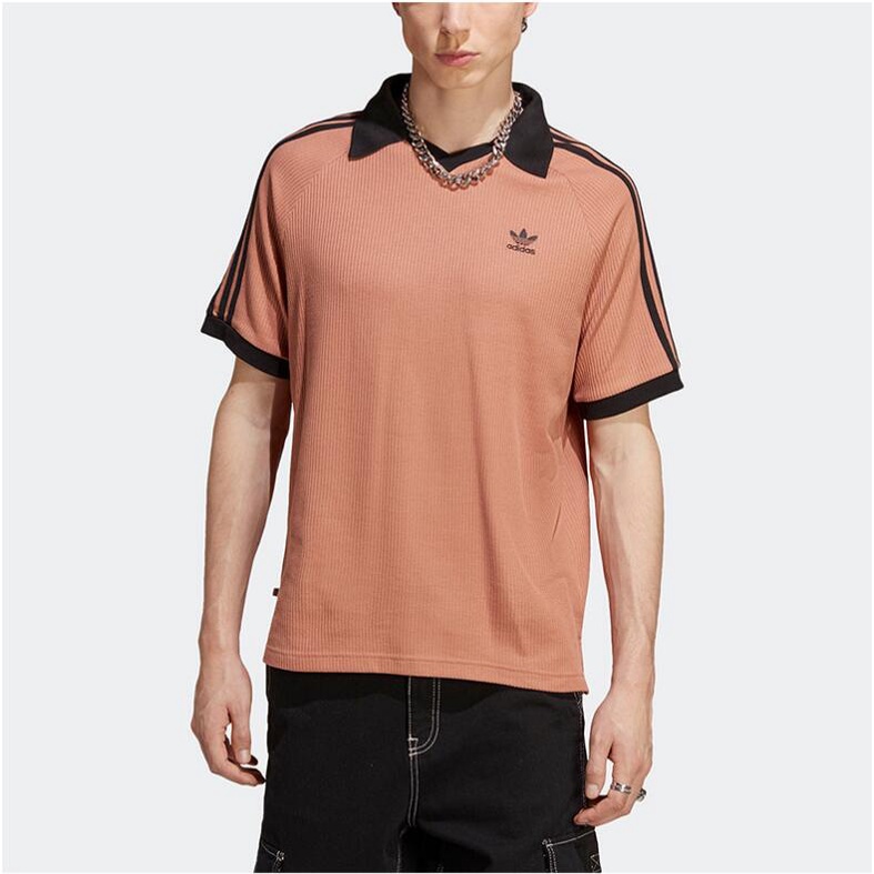 Adidas clover 100% cotton t-shirt cho nam và nữ classic three-striped polo shirt thể thao tay ngắn