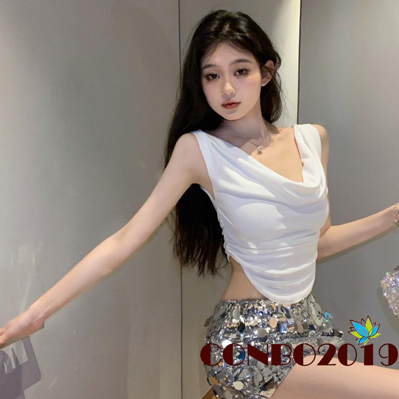 Áo Croptop Trễ Vai Màu Sắc Đơn Giản Cho Nữ