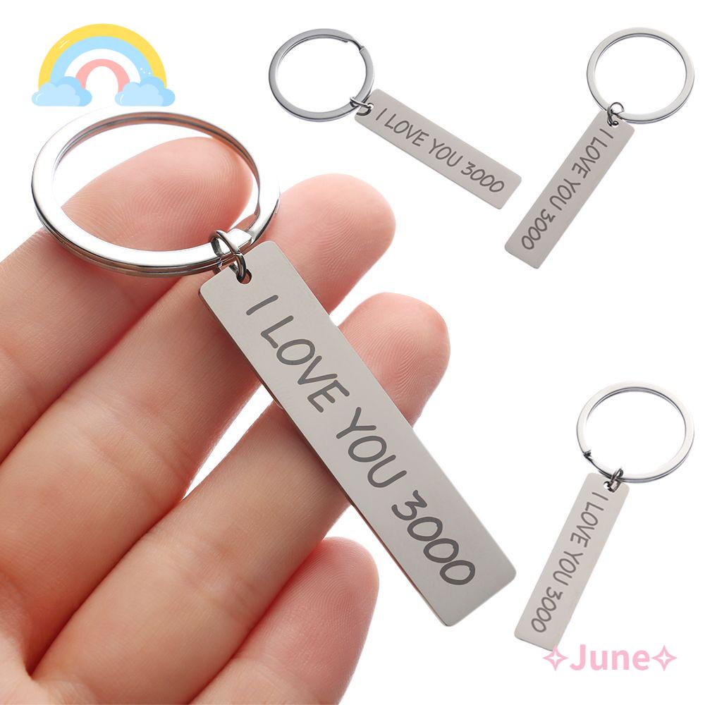 Móc Khóa Kim Loại Khắc Chữ Vui Nhộn I Love You 3000