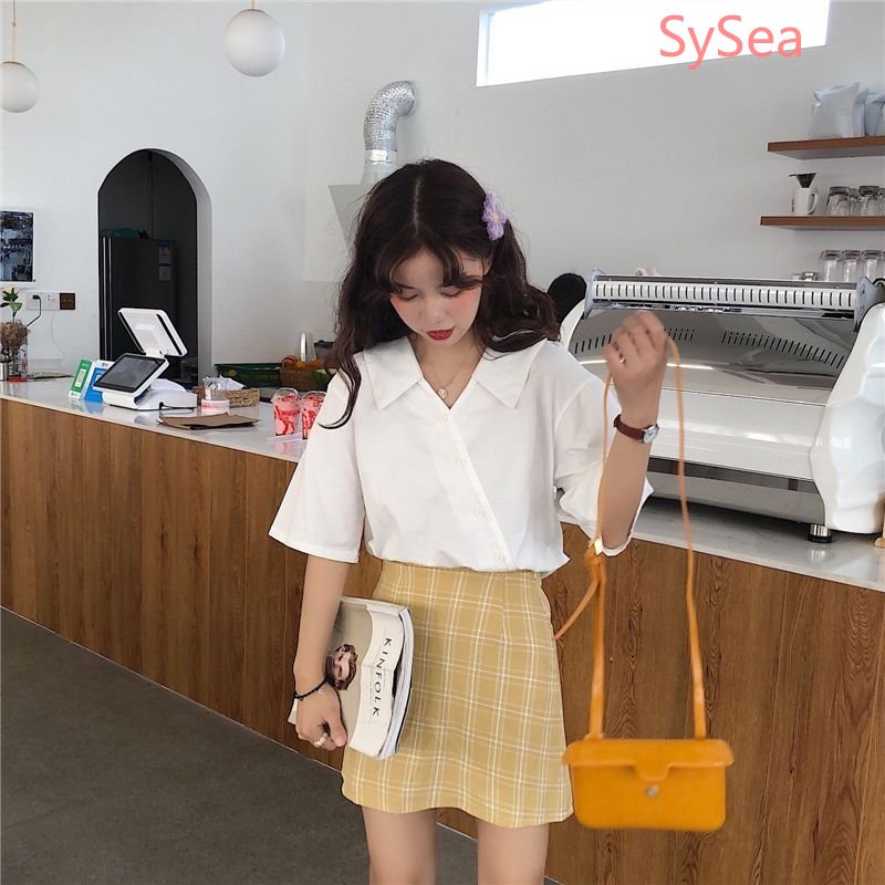 Áo Sơ Mi Ngắn Tay Cổ Tim Thời Trang Mùa Hè Hàn Quốc Dành Cho Nữ