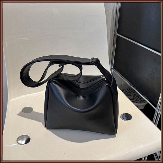 Túi Da Pu Đeo Chéo Màu Trơn Có Khóa Kéo Đơn Giản Hợp Thời Trang Cho Nữ