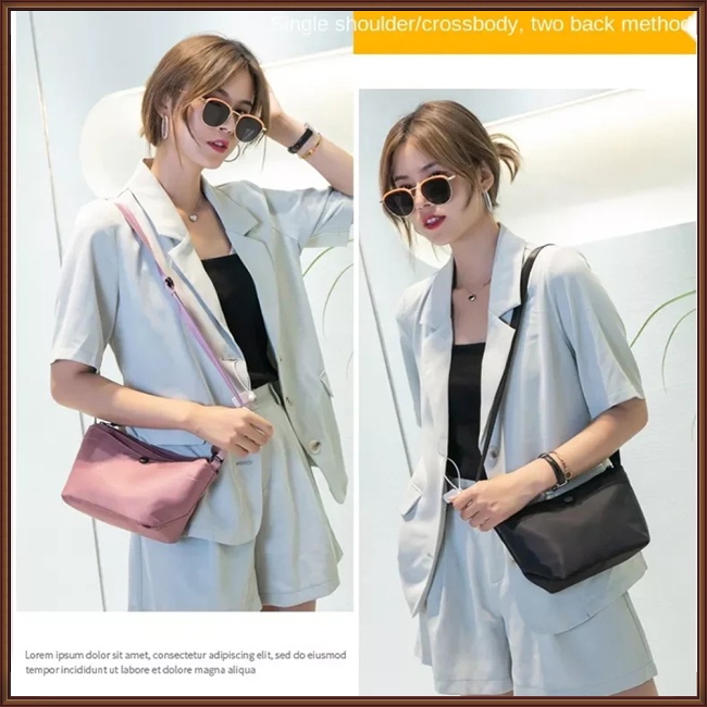 Túi Đeo Chéo Bằng Vải Nylon Gọn Nhẹ Chống Nước Có Khóa Kéo Thời Trang Cho Nữ