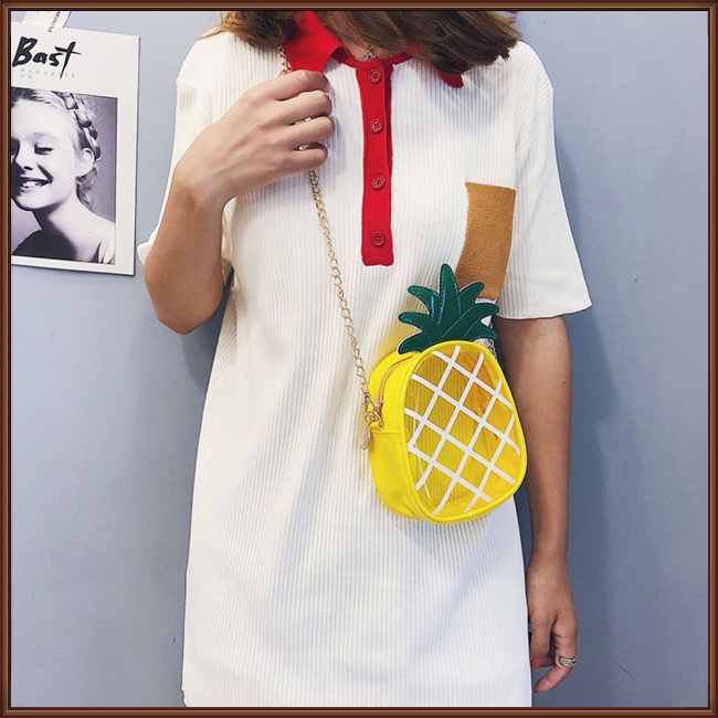 Túi Đeo Vai Mini Trong Suốt Hình Quả Dứa Phối Dây Xích Thời Trang Mùa Hè Cho Nữ