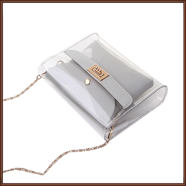 Túi Đeo Chéo Mini Trong Suốt Có Khóa Thời Trang Cho Nữ