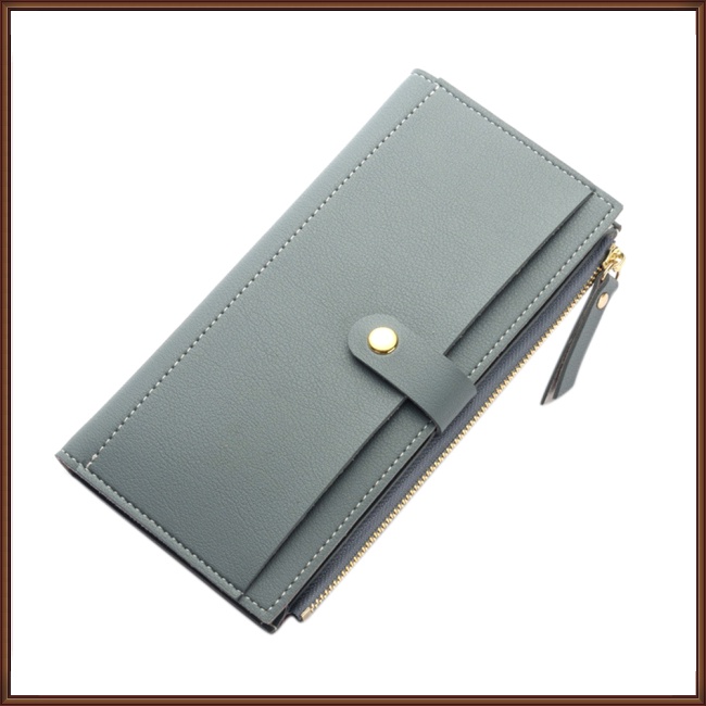 Jaz Ví Dài Ba Ngăn Đựng Thẻ Bằng Da PU Màu Trơn Cho Nữ