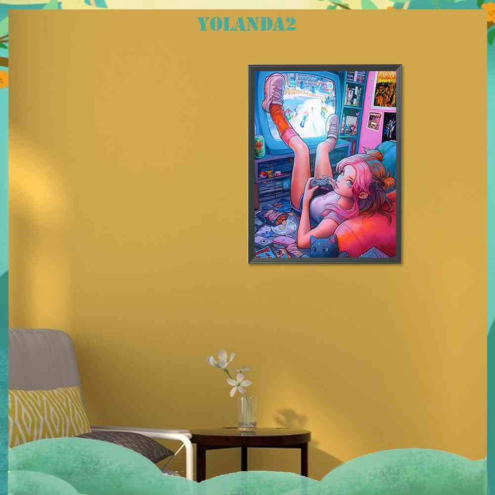 Tranh Đính Đá Kim Cương Toàn Bộ 5D DIY Hình Vẽ Cô Gái Trang Trí Nhà Cửa