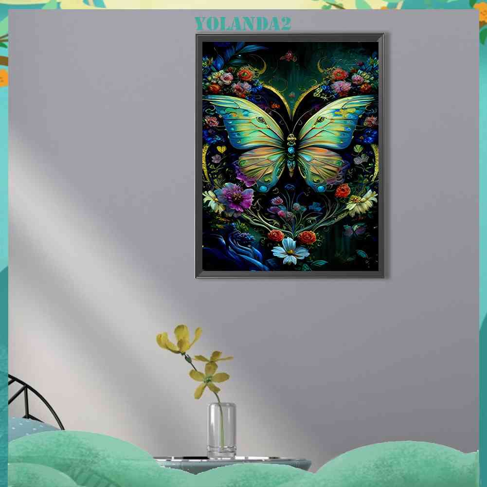 Tranh Đính Đá Kim Cương Toàn Bộ 5D DIY Hình Vẽ Hoa Bướm