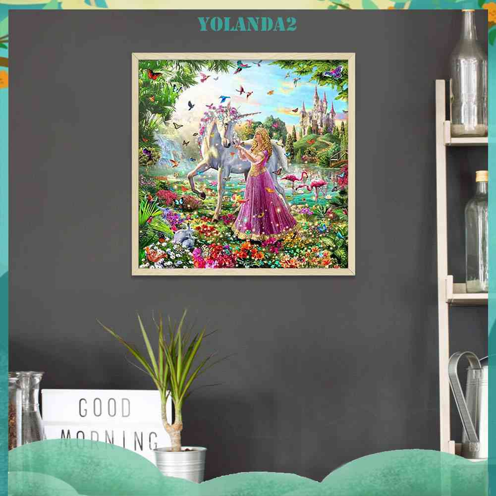 Tranh Đính Đá Kim Cương Toàn Bộ 5D DIY Hình Vẽ Công Chúa Kỳ Lân