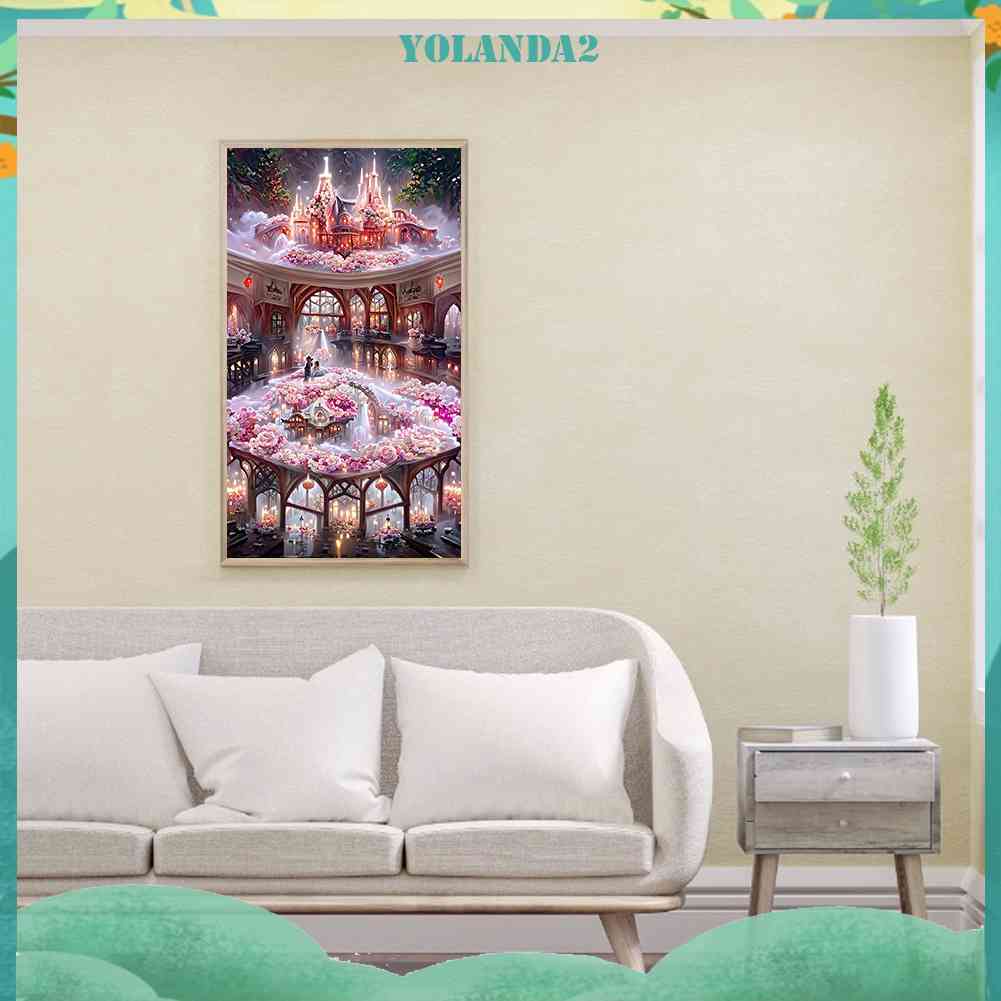 Bộ Tranh Đính Đá Tự Làm Toàn Diện Họa Tiết Hoa Hồng Dùng Trang Trí Phòng