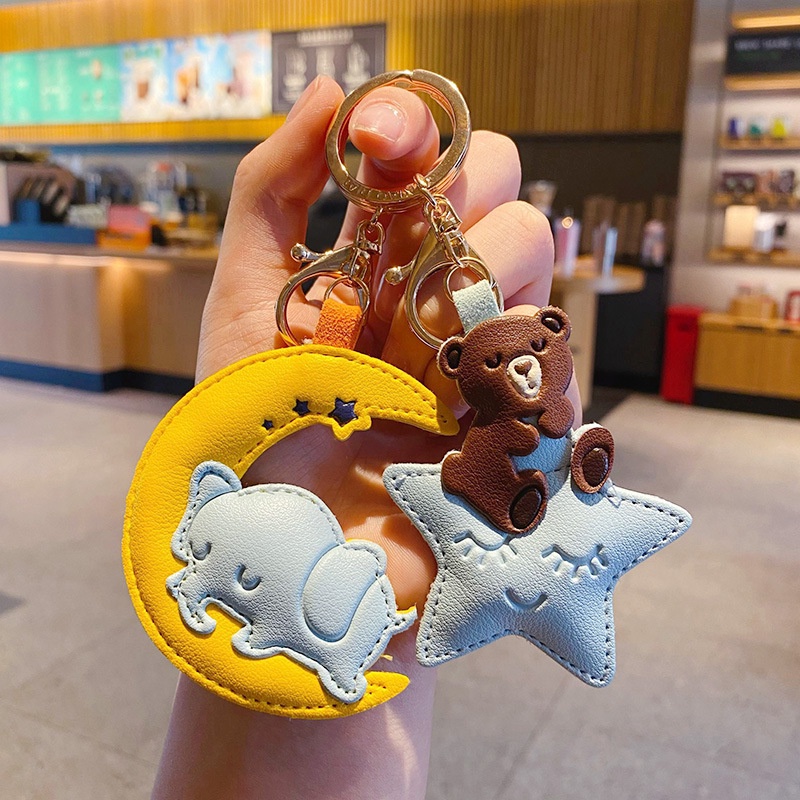 Móc Khóa Da PU Hình Gấu Trúc Hoạt Hình Dễ Thương