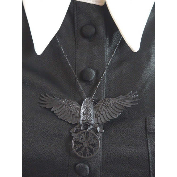 Vòng cổ Đen Mặt Hình Cánh Quạ Phong Cách Gothic Punk Cổ Điển Cho Nữ