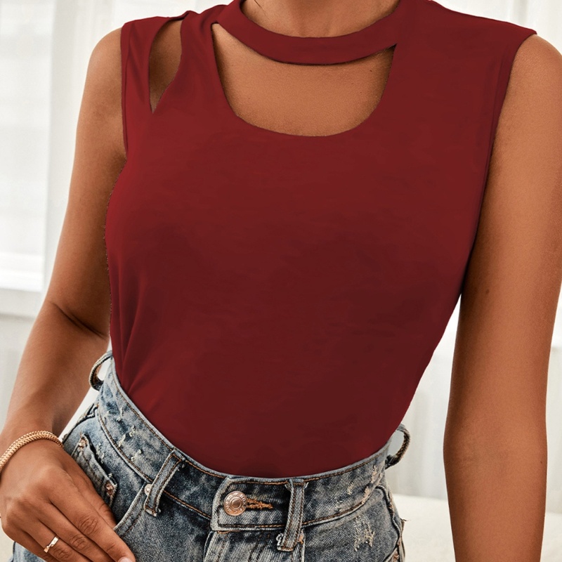 Áo Sát Nách Cổ Tròn Màu Trơn Đơn Giản Cho Nữ