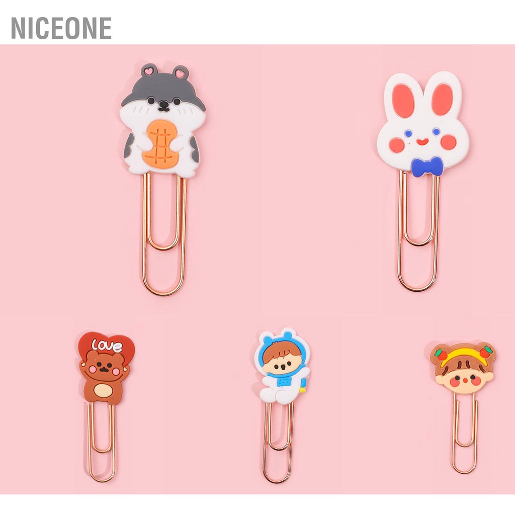 NiceOne  Kẹp đánh dấu trang Hoạt hình dễ thương Kim loại Cao su mềm Nhẹ văn phòng di động để phân