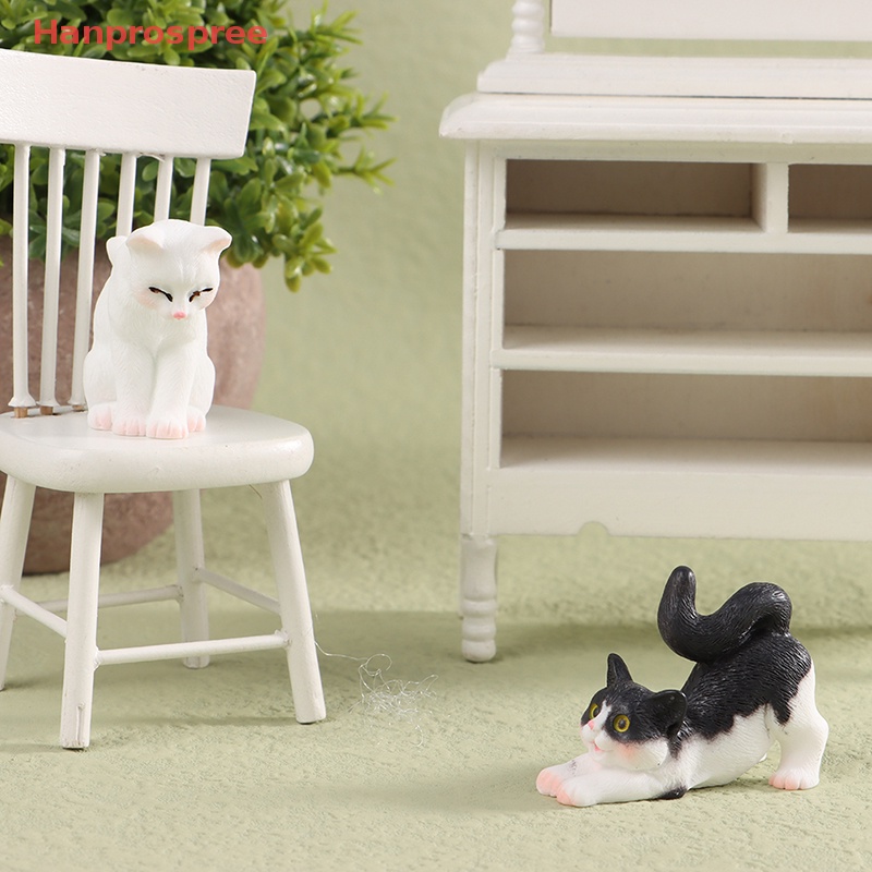 Đồ trang trí Chú Mèo Mini Bằng Nhựa Resin Dễ Thương Trang Trí Nhà Búp Bê